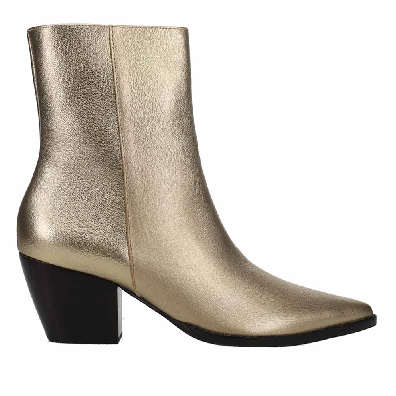 Caty Metallic Pointed Toe Zippered Booties