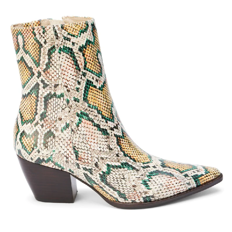 Caty Snake Pointed Toe Western Booties