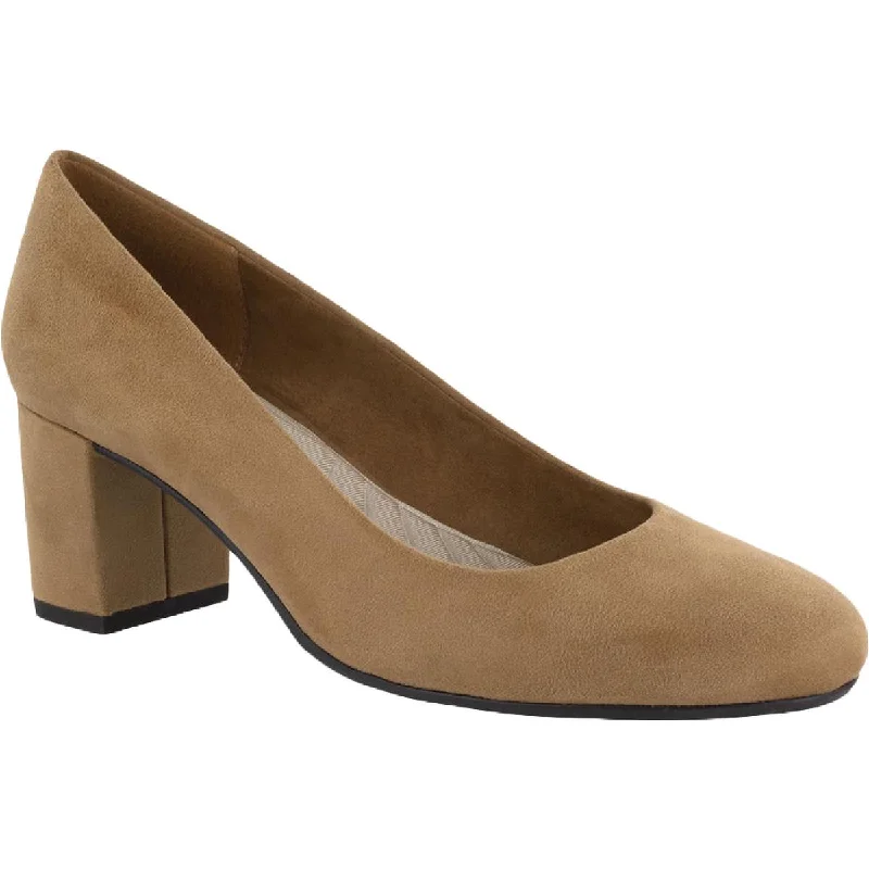 Easy Street Womens Proper Faux Suede Slip On Heels