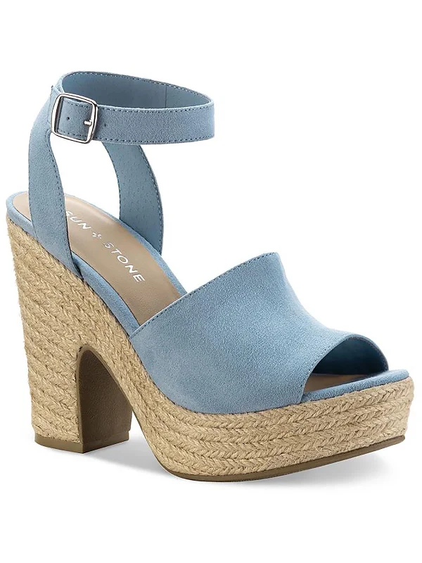 Fey Womens Microsuede Block Heel Platform Sandals