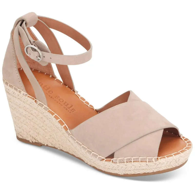 Gentle Souls by Kenneth Cole Womens Charli Leather Sandal Wedge Heels