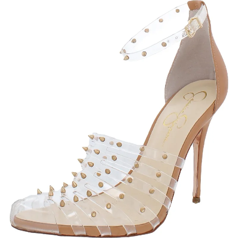 Jessica Simpson Westah Women's Studded Faux Leather Caged Dress Heels