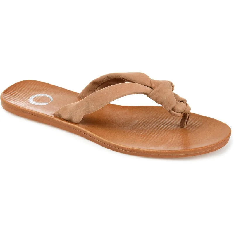 Journee Collection Womens Brindle Knot-Front Slip On Flip-Flops