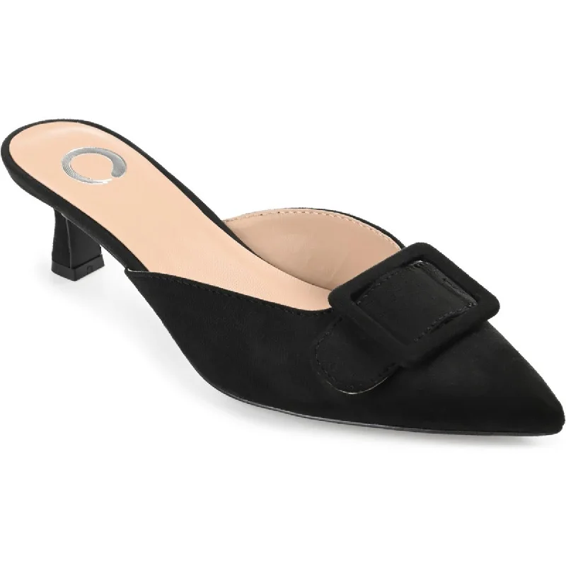 Journee Collection Womens Vianna Faux Suede Kitten Mules