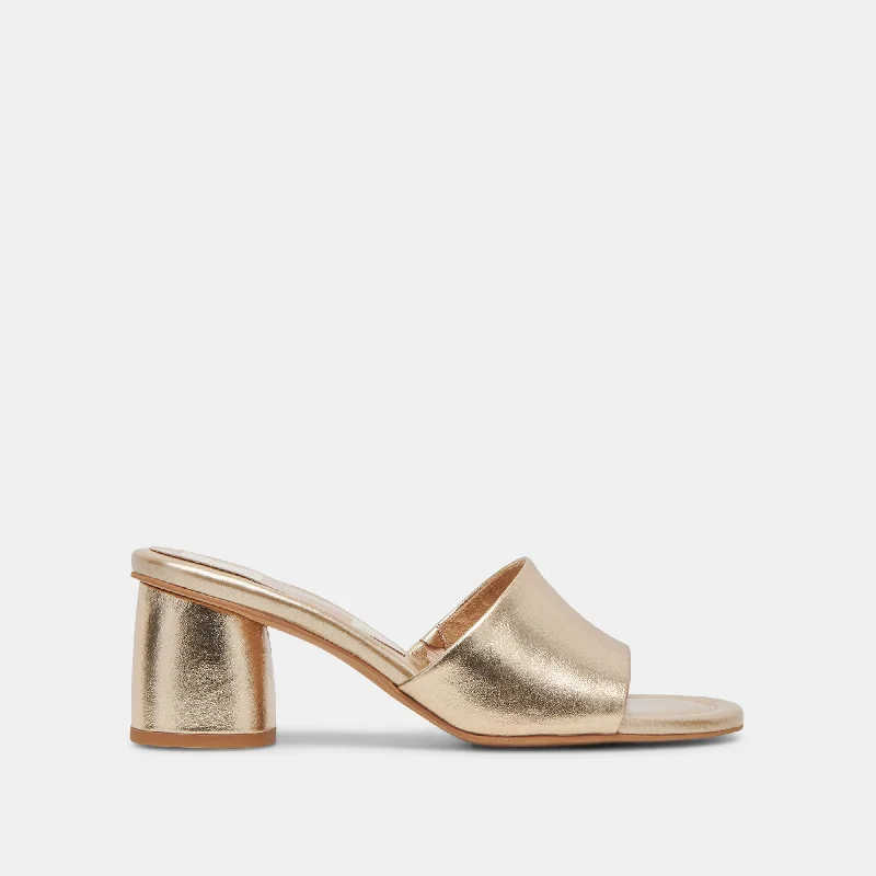 MINNY DRESS WIDE HEELS ROSE GOLD METALLIC LEATHER