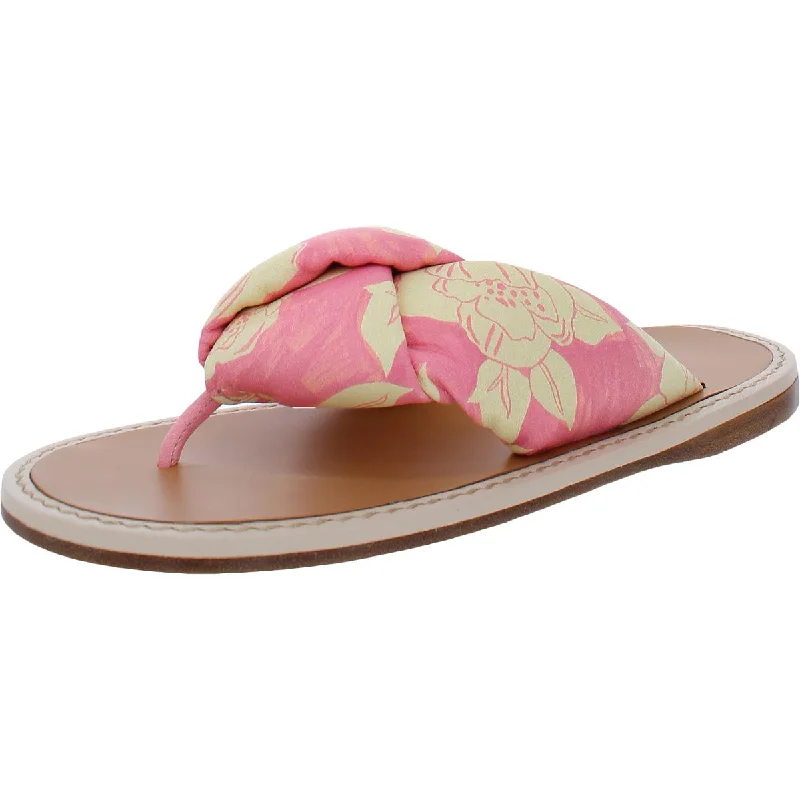 Miu Miu Women's Leather Floral Print Slide Thong Sandals