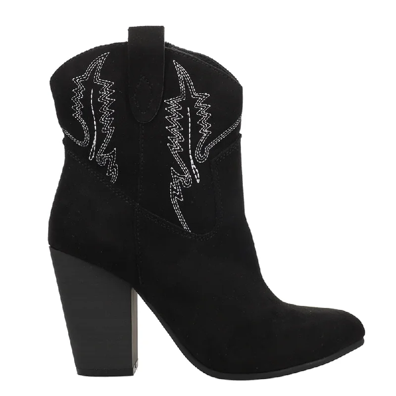 Slayer Embroidery Round Toe Cowboy Booties