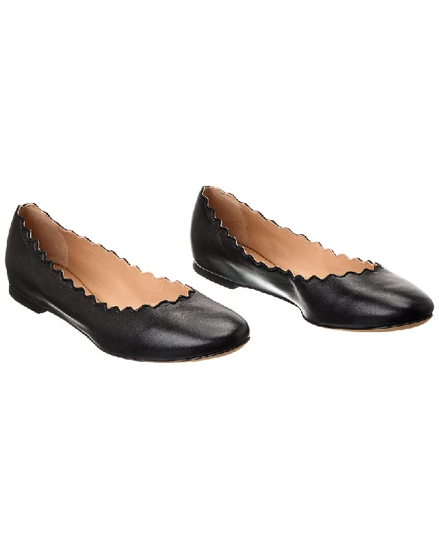 Chloé Lauren Scalloped Leather Ballerina Flat (Authentic Pre-Owned)