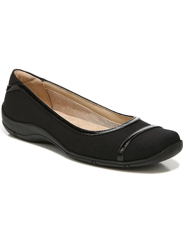 Dalia Womens Patent Trim Slip On Ballet Flats