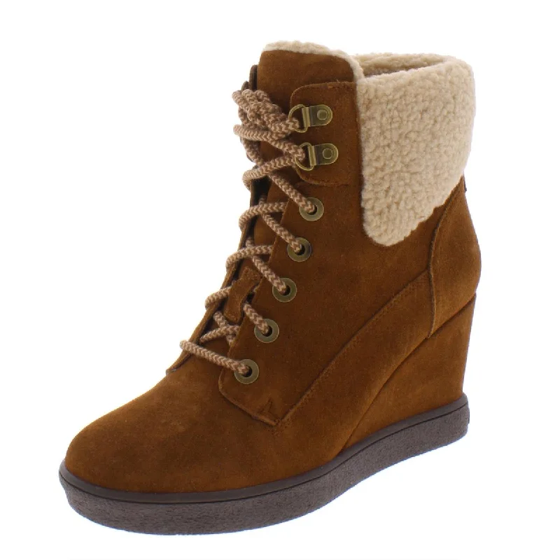 Evolve by Easy Spirit Womens Everett Suede Faux Fur Ankle Boots