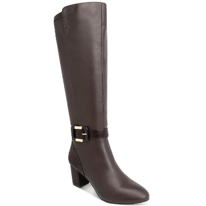 Karen Scott Womens Isabell Faux Leather Embossed Knee-High Boots