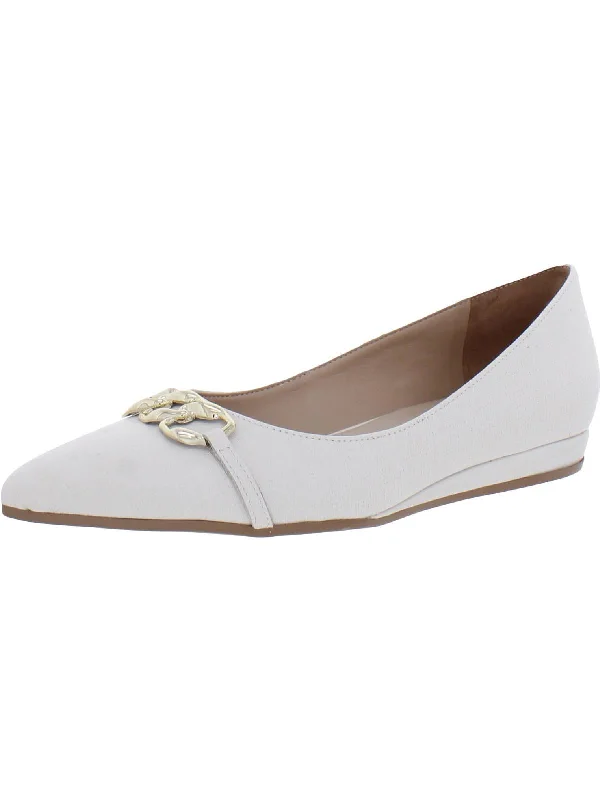 Katalie Womens Leather Almond Toe Ballet Flats