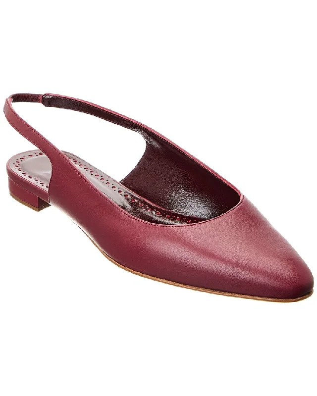 Manolo Blahnik Sawra Leather Slingback Flat