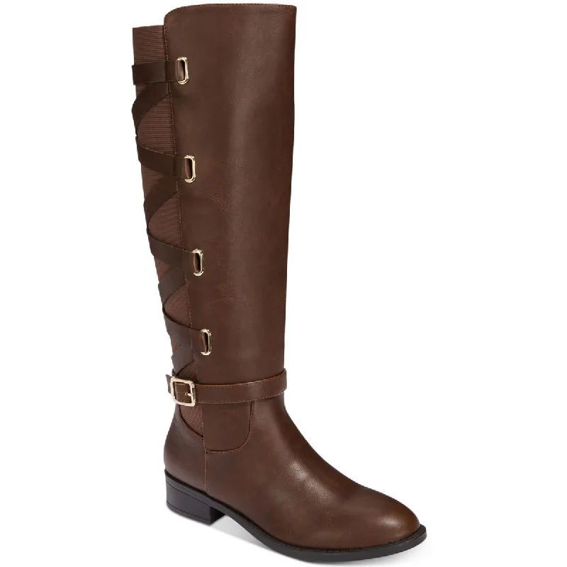 Thalia Sodi Womens Veronika Faux Leather Wide Calf Over-The-Knee Boots