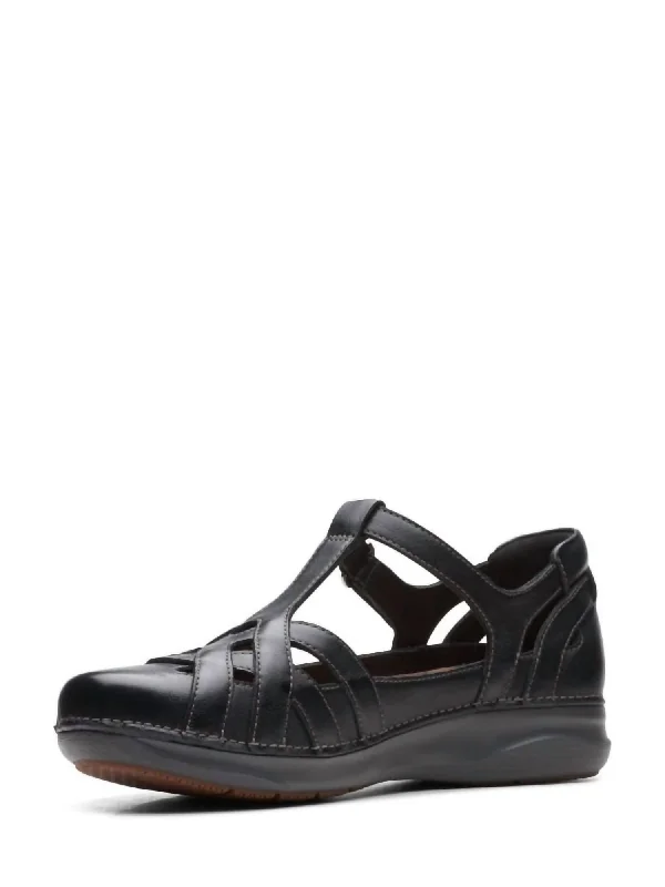 Women's Appley Way Mary Jane Shoes - Wide Width In Black Leather