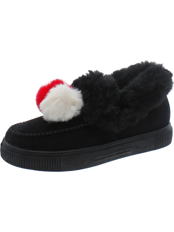 Womens Faux Fur Faux Suede Slip-On Sneakers