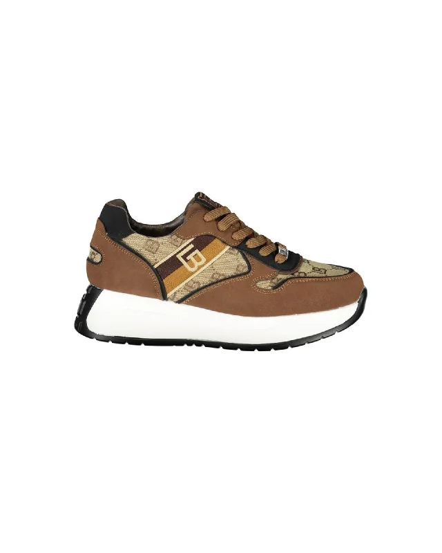 Laura Biagiotti  Women's Brown Casual Sneakers   Monogram Sneakers  Women's Fashion Sneakers - Brown -   Designer Brown Sneakers -