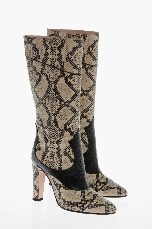 Gucci Python Printed Leather Under-the-Knee Boots 11cm 36.5 Shoes EU