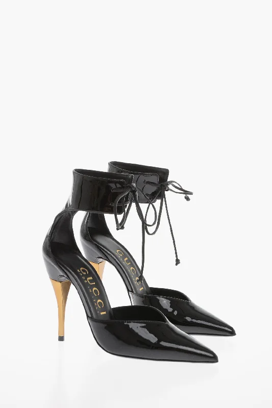 Gucci Patent Leather Pumps with Lace-up Detail 10cm 36 Shoes EU