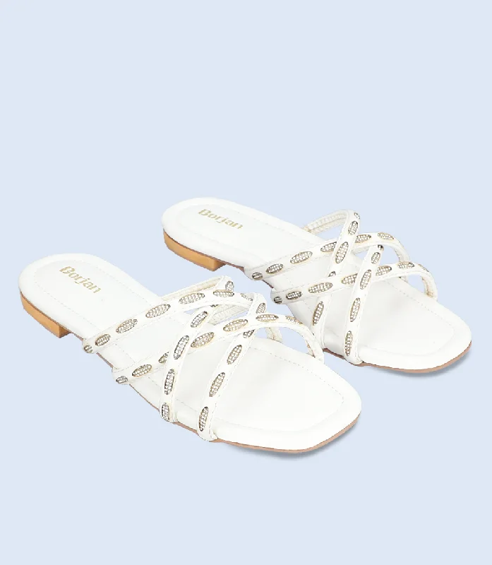 BW9285-White-Women Slipper