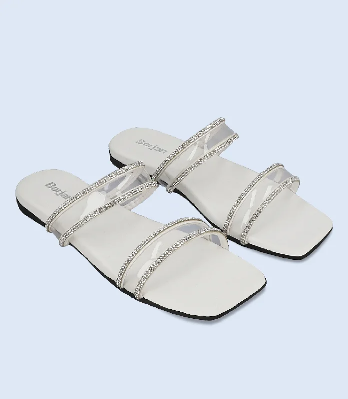 BW9650-WHITE-Women Slippers