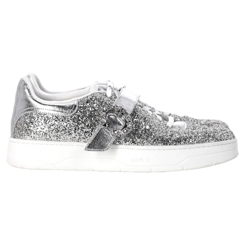 Jimmy Choo Osaka Sneakers in Silver Glitter