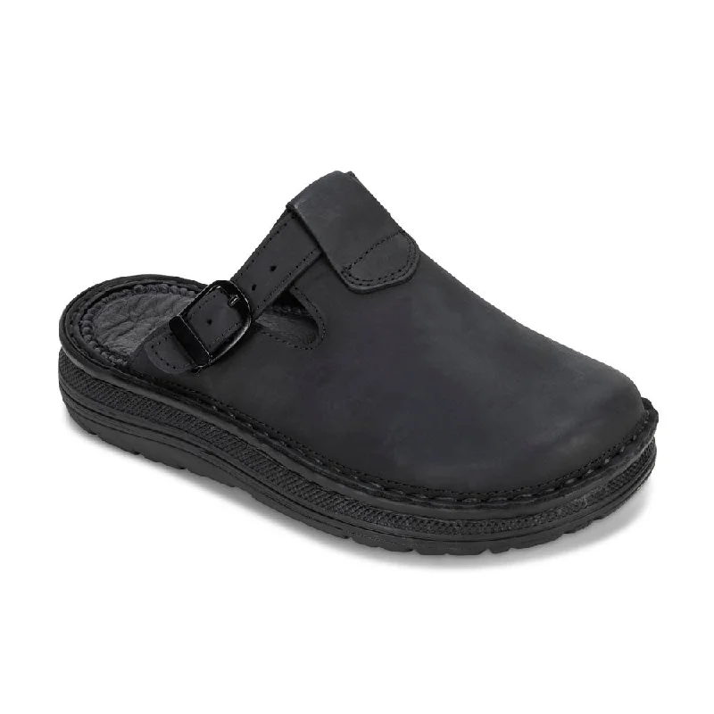 Sawyer - Leather Clog-Toe Sandal | Black Nubuck