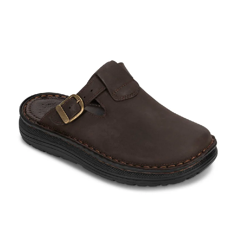 Sawyer - Leather Clog-Toe Sandal | Brown Nubuck