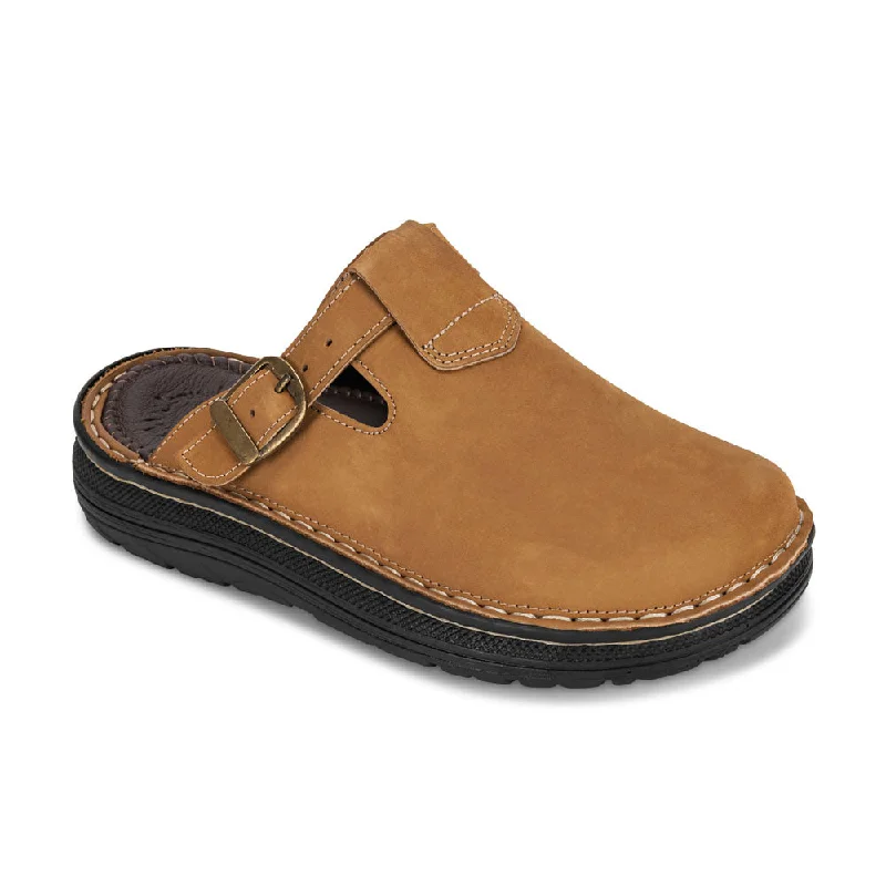 Sawyer - Leather Clog-Toe Sandal | Tan Nubuck