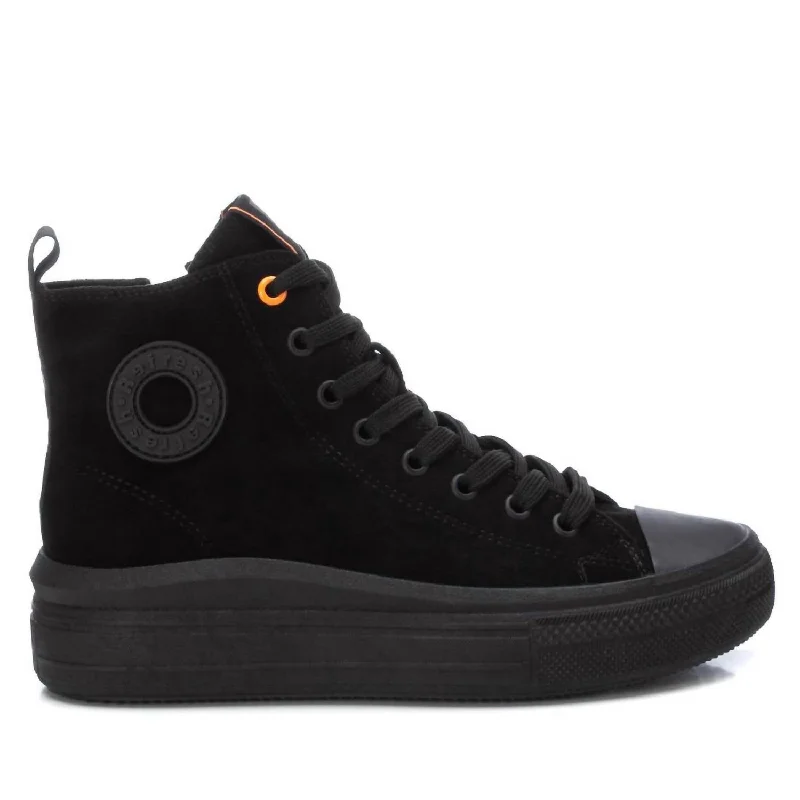 Women's Casual High Top Sneakers In Black