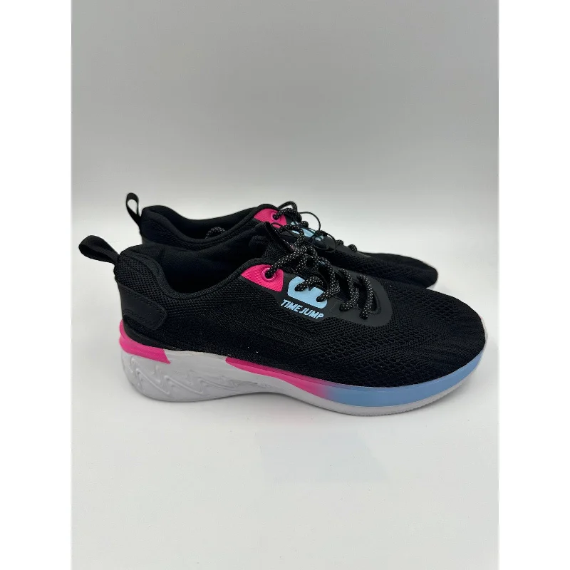 Women's size 7, Black Running Sneaker w/ Blue & Pink Ombre Accents