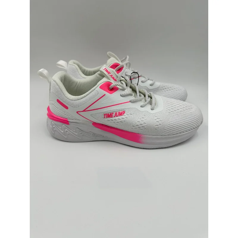 Women's Size 9, White Sneaker with Pink Accents and White & Gray Laces